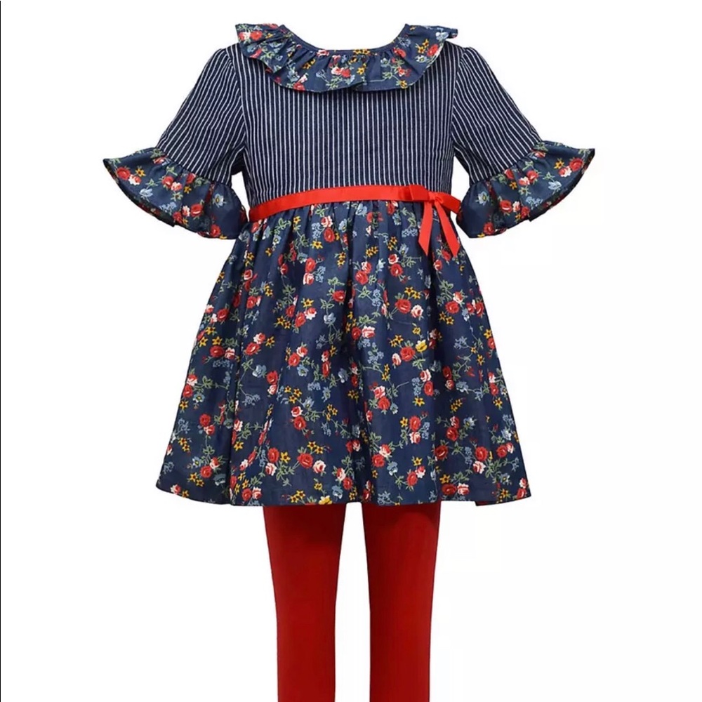 Bonnie Jean Girls Navy Floral Legging Set